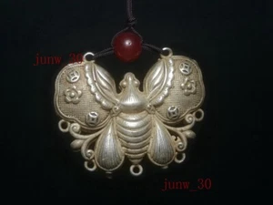 Collection Chinese Tibet Silver Handmade pretty Butterfly necklace Pendant gift - Picture 1 of 9