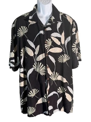 Camisa negra de seda floral con botones manga corta JOSEPH & FEISS para hombre 2XLT Foto 1 de 4