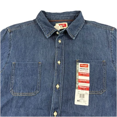 Wrangler Denim Button Up Shirt Boys XXL Blue Long Sleeve NWT - Image 1 of 4