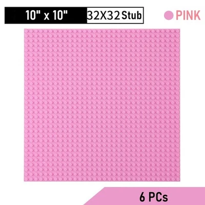 6Pcs Pink 10"x10" building Base plates Classic Bricks Compatible All Major Brand - Image 1 of 4
