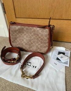 COACH Kelly Crossbody Signature Canvas CC438 Tan bag good condition - Picture 1 of 12