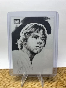 TOPPS STAR WARS GALAXY SKETCH BY ROB TERANISHI LUKE SKYWALKER 1/1 - Picture 1 of 2