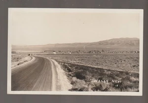 Wells NEVADA RPPC c1940s BIRDSEYE VIEW Town Road Highway NV - Picture 1 of 3