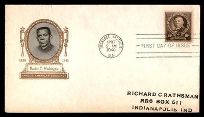 Mayfairstamps US FDC 1940 Booker T Washington First Day Cover aau_89889 - Image 1 of 2