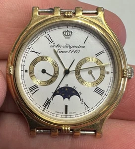 Vintage Jules Jurgensen Men's Chronograph Moon Phase Quart Wristwatch For Repair - Picture 1 of 2