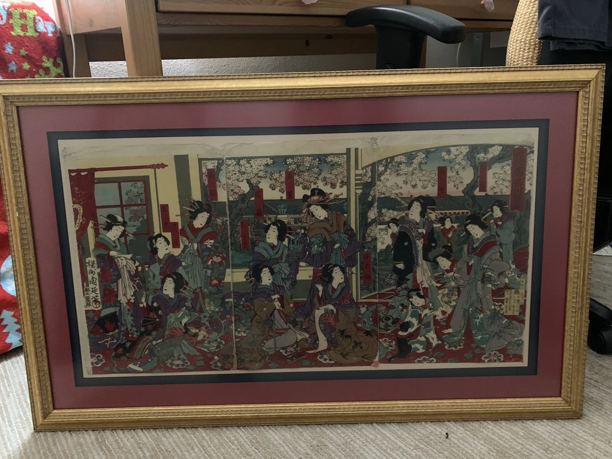 【 置屋の版木 山桜製 】 明治時代 遊女/芸者/女郎 蔵出 希少 Ｉ0418Ｆ 日本木刻版画艺妓| eBay