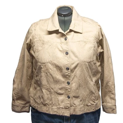 Chaqueta vaquera bordada 100 % algodón talla grande 2X STUDIO WORKS para mujer Foto 1 de 2