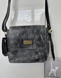 Brandneu mit Etikett Catwalk Collection Umhängetasche "Sabine" abgenutzt schwarz Leder UVP 45 £ - Bild 1 von 10