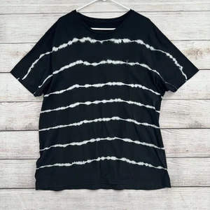 AllSaints Shirt Mens 2XL Black White Tie Dye Vagos SS Crew Skull Graphic Cotton - Picture 1 of 11