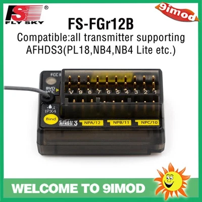 FlySky FGr12B 12CH RC Receiver PWM PPM i-bus for AFHDS3 PL18/NB4 Transmitters - Image 1 of 4