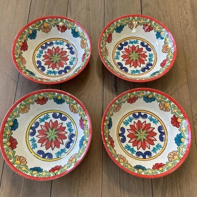 Better Homes & Gardens Red Damask Melamine Cereal/Soup Bowls Set Of 4 - Image 1 of 4