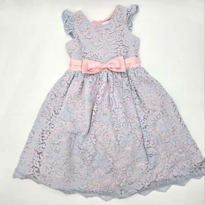Rare Editiona Elegant Pink and Blue Lace Kids Dress Size 16 - Picture 1 of 4