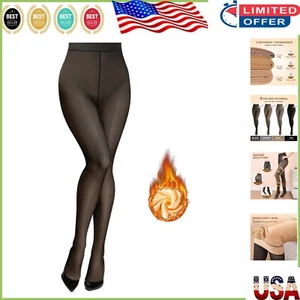 Cozy Fleece Lined Women's Tights - Opaque Yet Sheer, Perfect for Winter Style - Picture 1 of 9