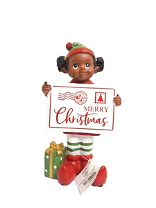 Figura Niña Elfo Feliz Navidad Multicolor Resina Talla 8.5 in Nuevo - Imagen 1 de 3