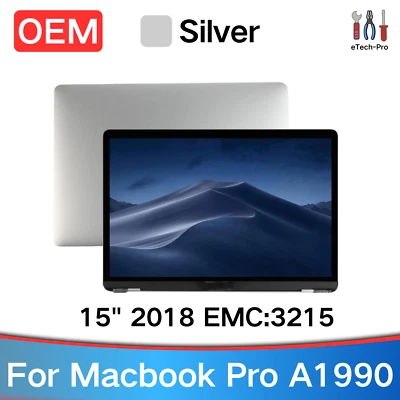 OEM A1990 Screen Assembly For MacBook Pro A1990 2018 EMC 3215 LCD Display Silver - Image 1 of 4