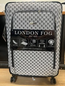 LONDON FOG SIGNATURE COLLECTION 28" EXPANDABLE BLACK AND GREY MONOGRAM LUGGAGE - Picture 1 of 6