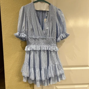 Selfie Leslie women’s baby blue ruffle mini dress in medium NWT - Picture 1 of 11