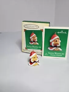 Mini adorno 2004 oso de peluche Hallmark Keepsake Santa Wanna-Be Forever Friends - Imagen 1 de 6