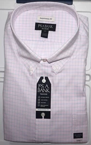 Jos A Bank Big Tall Traveler Dress Shirt 18 - 36/37 Traditional Fit Pink NWT JE - Picture 1 of 4