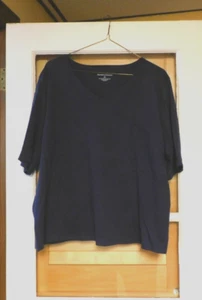 DRAPER'S & DAMON'S TEE TOP NAVY BLUE 2X FAUX WRAP NECKLINE BRAND NEW - Picture 1 of 4