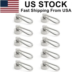 10Pcs Magnets Hooks Heavy Duty with Carabiner 22lbs Strong Magnets Great Hanging - Picture 1 of 7