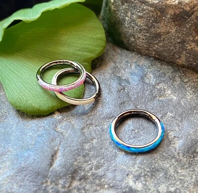 1pc Opal Outer Edge Hinged Segment Ring Septum Orbital Helix Ear Cartilage - Image 1 of 4