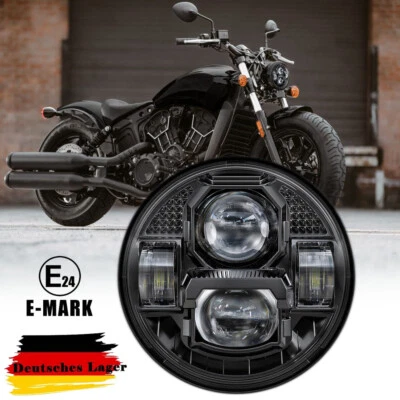 E24 E-Nummer 5,75" LED Scheinwerfer Fernlicht Abblendlicht Für Harley Davidson - Bild 1 von 4