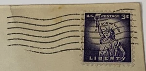 US POSTAGE STAMP 3 Cent Purple Lady Liberty Attached To Dated (1957) Envelope - Picture 1 of 4