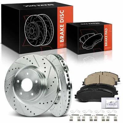 Rotores de freno delanteros perforados y pastillas de freno de cerámica para INFINITI Q50 14-22 Q60 QX50 Foto 1 de 4