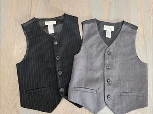 EUC Janie and Jack boy WINTER 2-piece Special Occasion black gray vest SET 6 - Picture 1 of 9