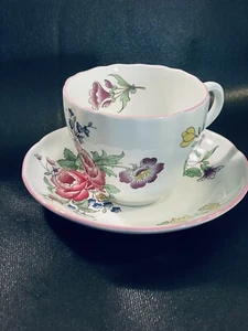 English SPODE Cup & Saucer Marlborough Sprays Floral Pattern ENGLAND Coffee Tea - Picture 1 of 11