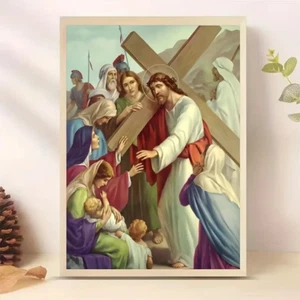 Diamante Pittura Arte 5D Completo Quadri Rotondi Kit Completo Religioso Cristiano - Foto 1 di 2