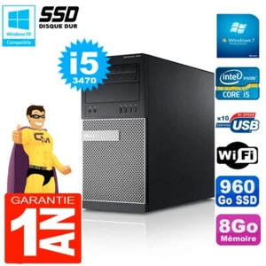 PC tour DELL 7010 Core I5-3470 RAM 8Go Disk 960 Go SSD Wifi W7 - Afbeelding 1 van 1