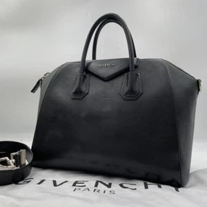 Givenchy Antigona Mini Leather Handbag 2way Shoulder Bag Black Used Italy - Picture 1 of 11