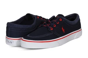 Polo Ralph Lauren Faxon X Men’s Canvas Sneakers in Navy and Red 816841214003 - Picture 1 of 7