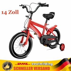 Bicicletta per bambini 14 pollici ragazzo ragazza 3 ruote bicicletta da 3-6 anni con ruote di supporto - Foto 1 di 18