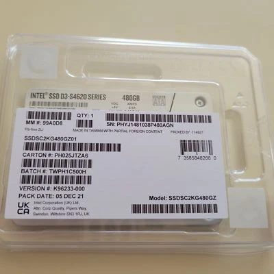 Intel SSDSC2KG480GZ01 D3-S4620 480 GB SATA Solid State Drive - 2.5" Internal - Image 1 of 3