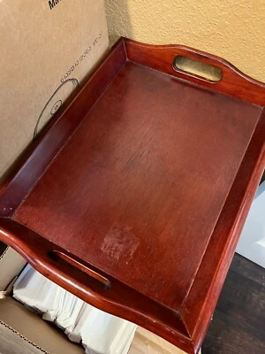 Cherry Wood Serving Tray with Handles - Image 1 of 3