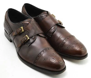 British Passport Monk Strap Dress Loafers Shoes Size 46 EU 12 US Brown Leather - Picture 1 of 10