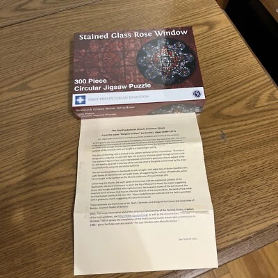 First Presbyterian Stained Glass Rose Window 300Piece Circular Jigsaw Puzzle New - Image 1 of 4