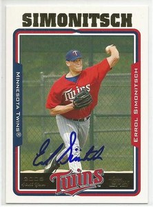 ERROL SIMONITSCH Autographed Signed 2005 Topps Update card Minnesota Twins COA 