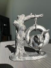 Pewter Figurine by Michael Ricker Bunny on Tire Swing  1990