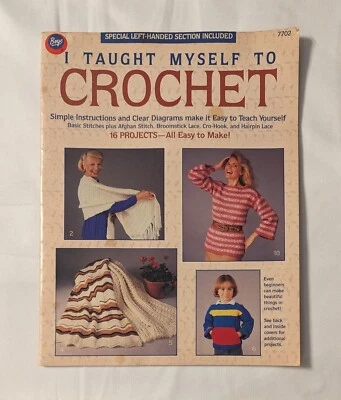 Boye, I Taught Myself To Crochet 32pg  1987 Special Left Handed Section 7702 - Image 1 of 3