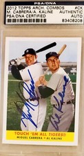 2012 Topps Archives Miguel Cabrera & Al Kaline Dual Auto’d Card PSA/DNA  SLAB