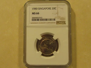 NGC graded MS 66 1980 Singapore 20c SWORDFISH Nice coin    MS 66 ! - Picture 1 of 6