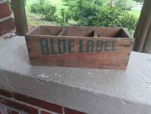 VINTAGE PABST-ETT BLUE LABEL CHEESE BOX WOODEN WOOD BOX DIVIDERS - Picture 1 of 6