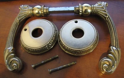 Rare Vintage VCR ITALY BREV Solid Brass Lever Door Handle - Image 1 of 4