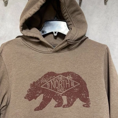 North Face Hoodie Men S Brown Fleece Bear Pullover Drawstring Sweatshirt Active - Image 1 of 4