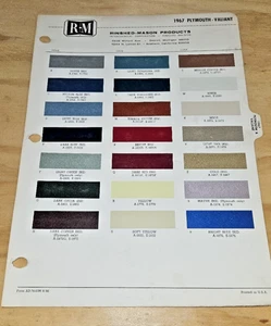 1967 PLYMOUTH VALIANT PAINT chip chips chart RM automotive colors - Foto 1 di 6