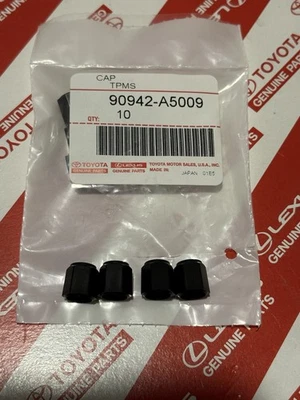 JUEGO DE 4 TAPAS DE VÁSTAGO DE VÁLVULA DE NEUMÁTICO DE FÁBRICA OEM LEXUS (NEGRO) 90942-A5009 Foto 1 de 2